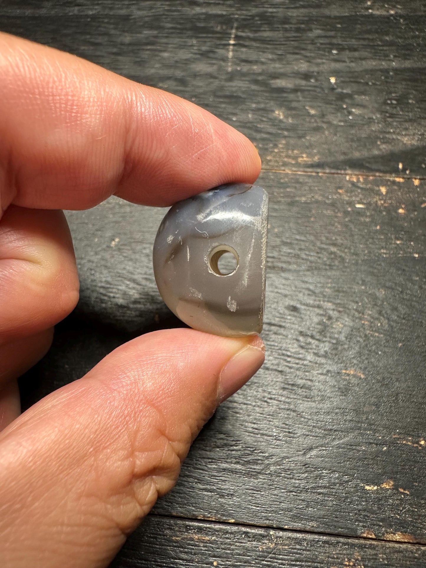 Natural Agate Pendant Bead  Side Drilled Rounded Stone  Hand Carved Intaglio Design