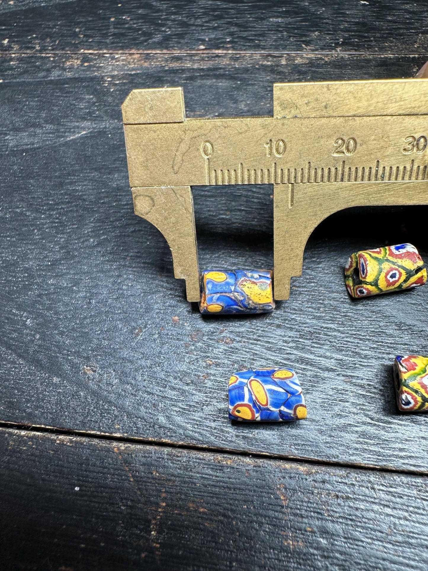 5 Pics Antique Millefiori Glass Beads  Venetian African Trade Beads  Rare Cylinder Beads for Jewelry Making & Crafts