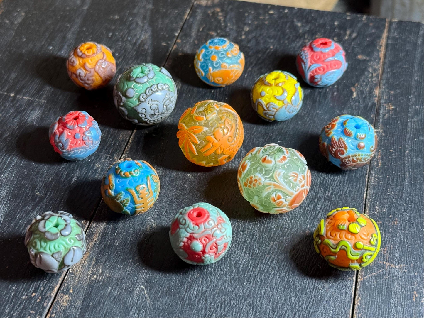 Vintage Peking Glass Bead Charm  Handcrafted Key Ring with Nepal Beads | Designed in Canada