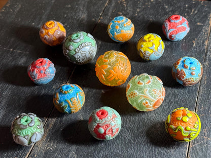 Vintage Peking Glass Bead Charm  Handcrafted Key Ring with Nepal Beads | Designed in Canada