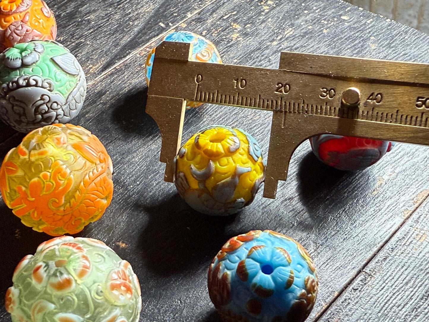 Vintage Peking Glass Bead Charm  Handcrafted Key Ring with Nepal Beads | Designed in Canada