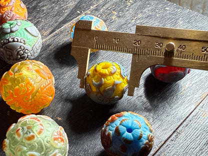 Vintage Peking Glass Bead Charm  Handcrafted Key Ring with Nepal Beads | Designed in Canada