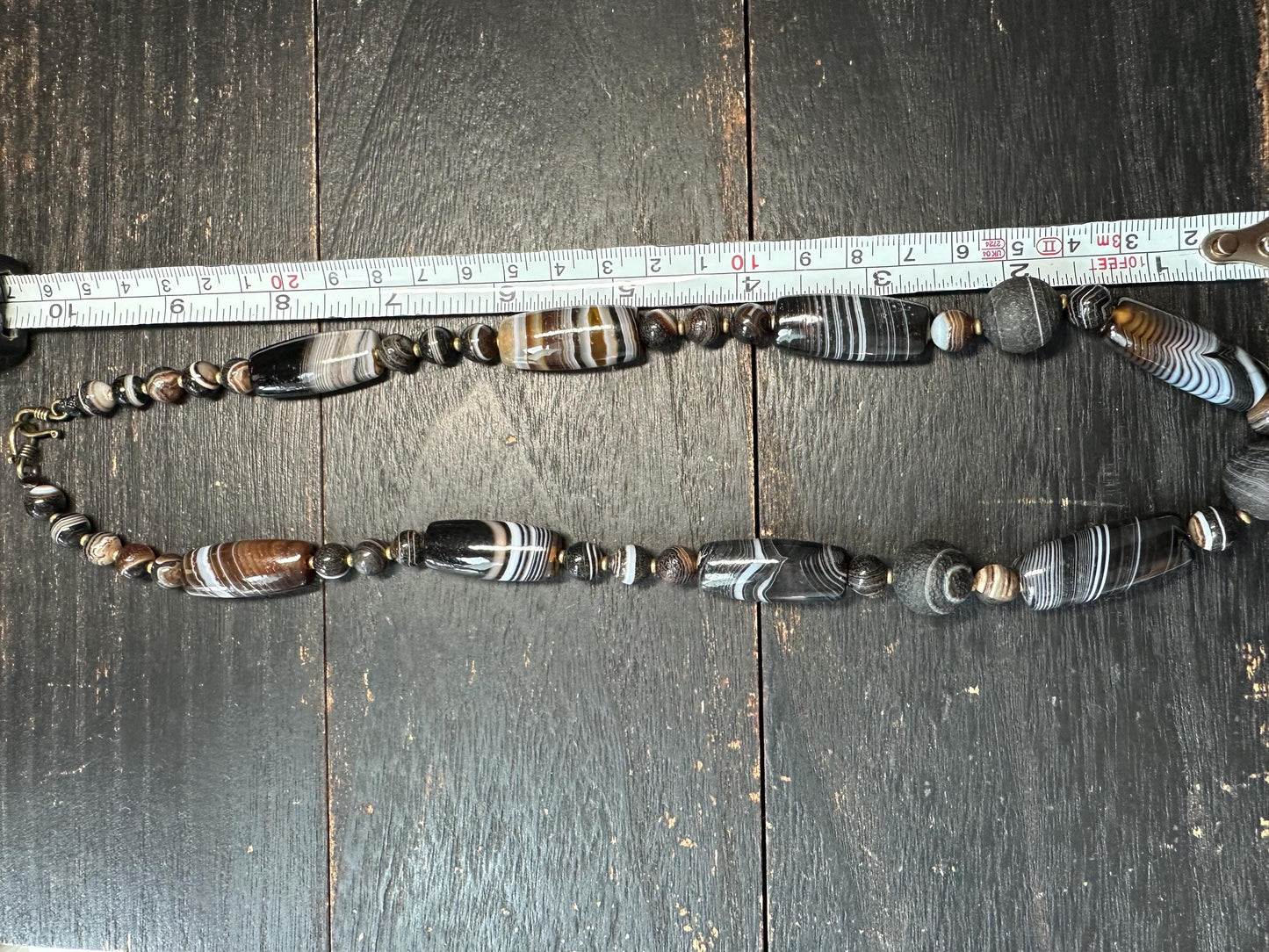 Tibetan Agate Dzi Bead Necklace: Himalayan Tribal Protection Jewelry