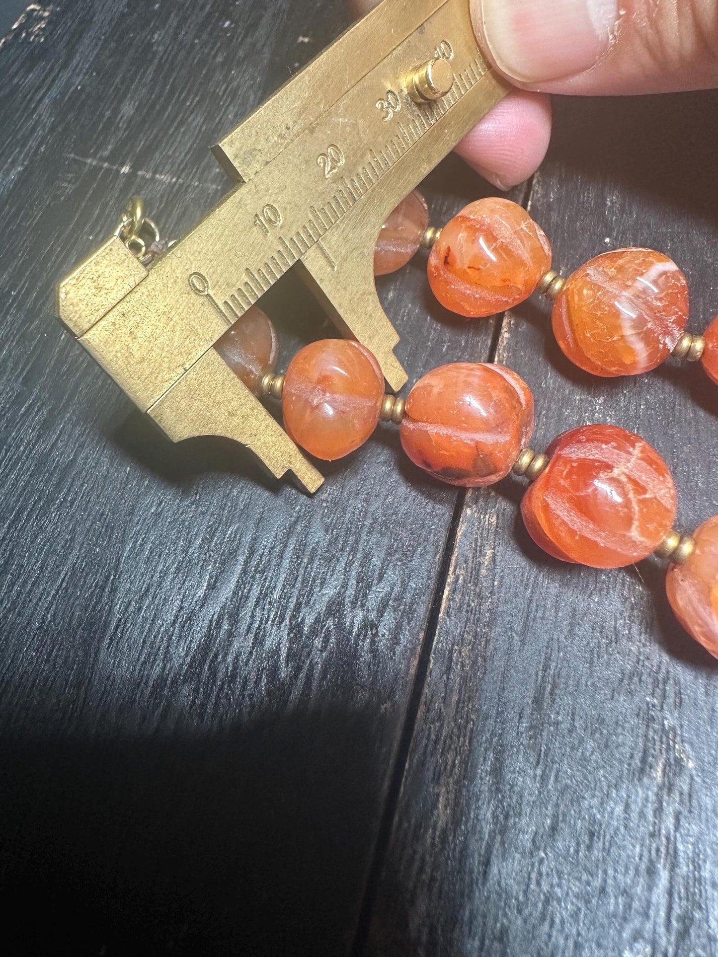 Unique Carnelian Melon Bead Necklace from Nepal | Boho Vintage Tribal Jewelry