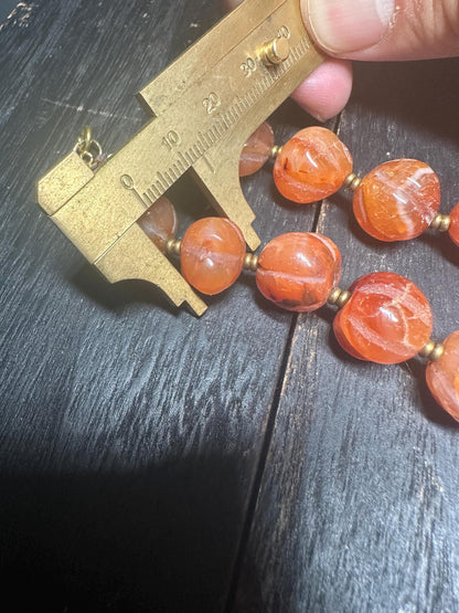 Unique Carnelian Melon Bead Necklace from Nepal | Boho Vintage Tribal Jewelry