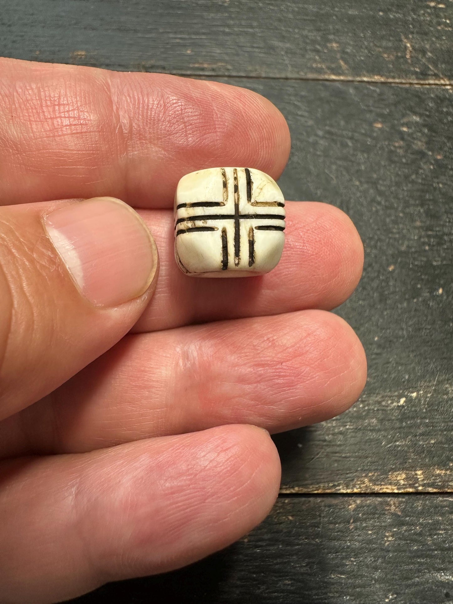 Hand-Carved Conch Shell Bead with Turquoise Inlay | Tibetan Mala Spacer Bead | Natural Shell Bead | Tribal Ethnic Jewelry Supply