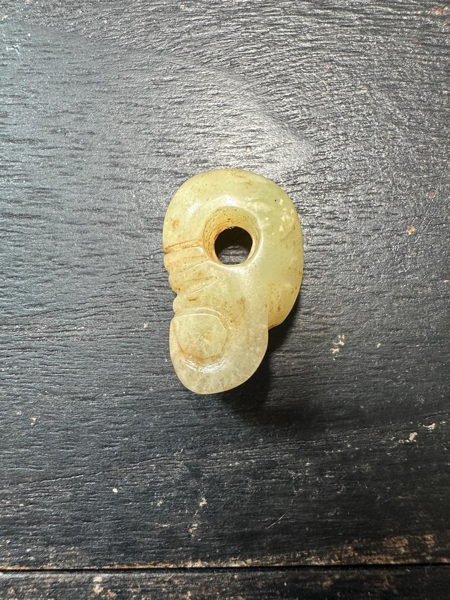 Antique Asia Jade Beads Necklace  Hand-Carved Pendants & Axe Motifs