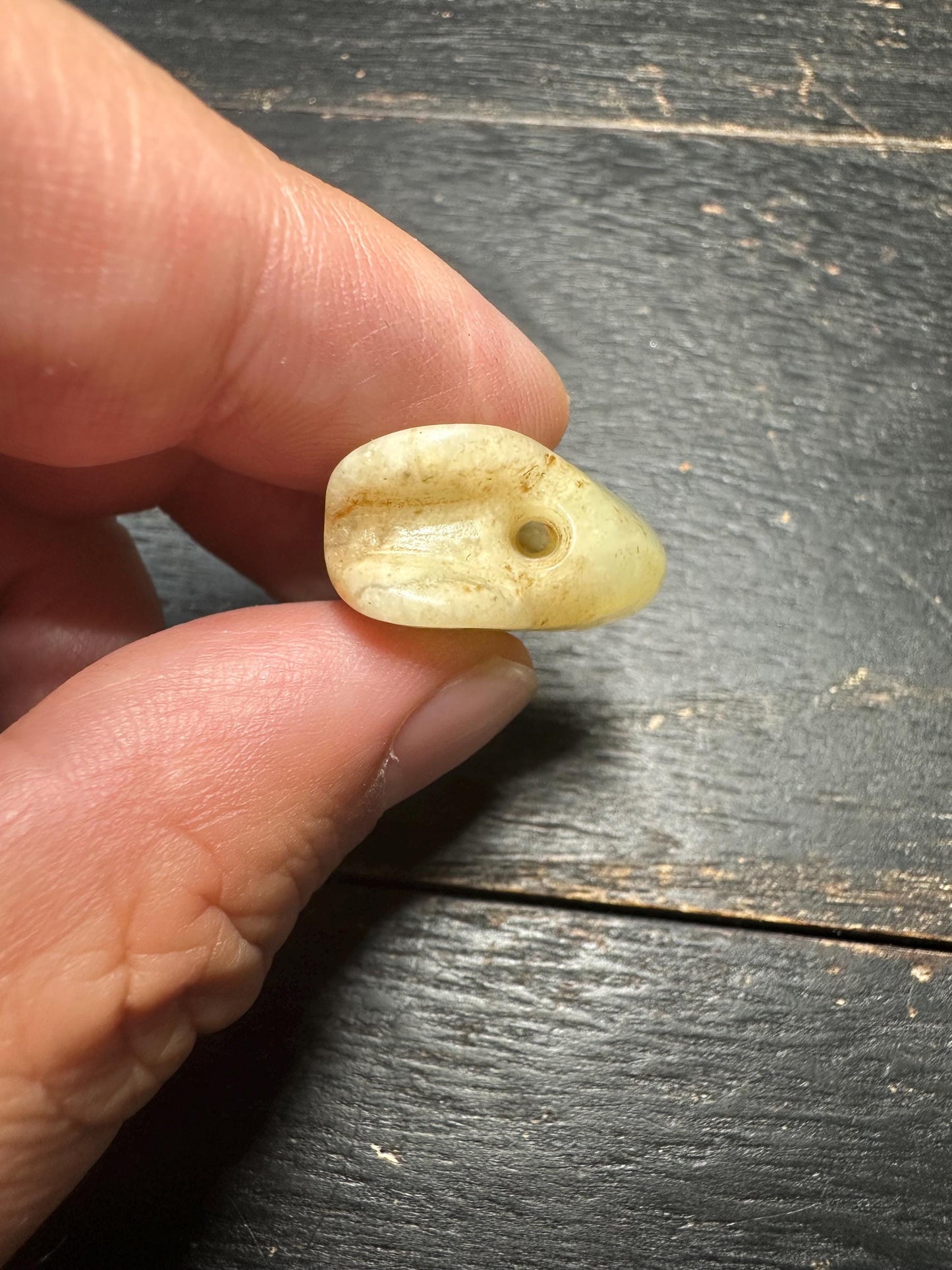 Antique Asia Jade Beads Necklace  Hand-Carved Pendants & Axe Motifs