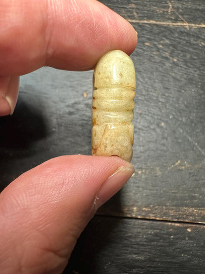 Antique Asia Jade Beads Necklace  Hand-Carved Pendants & Axe Motifs