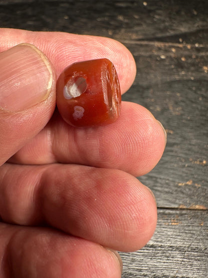 Hand-Carved Carnelian Intaglio Bead  Ancient Style Collectors Pendant  Rounded Back Amulet Stone