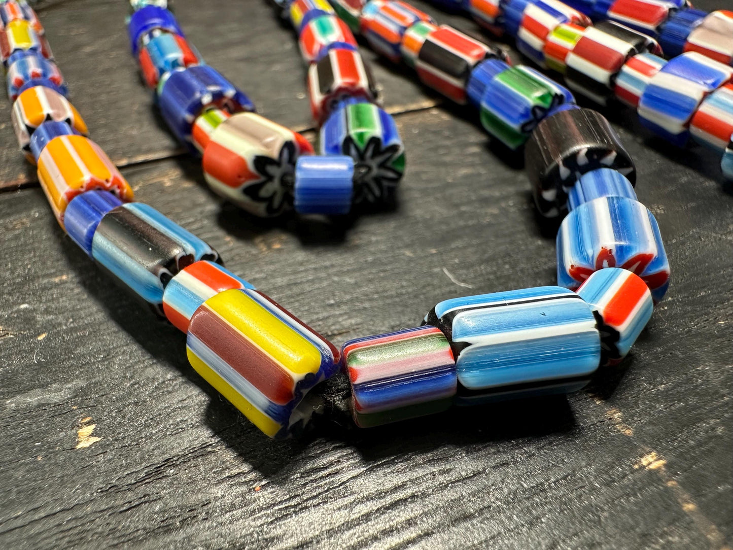 Handmade Nepalese Chevron Beads Strand | Himalayan Tribal Glass Beads | Ethnic Jewelry Making Supplies