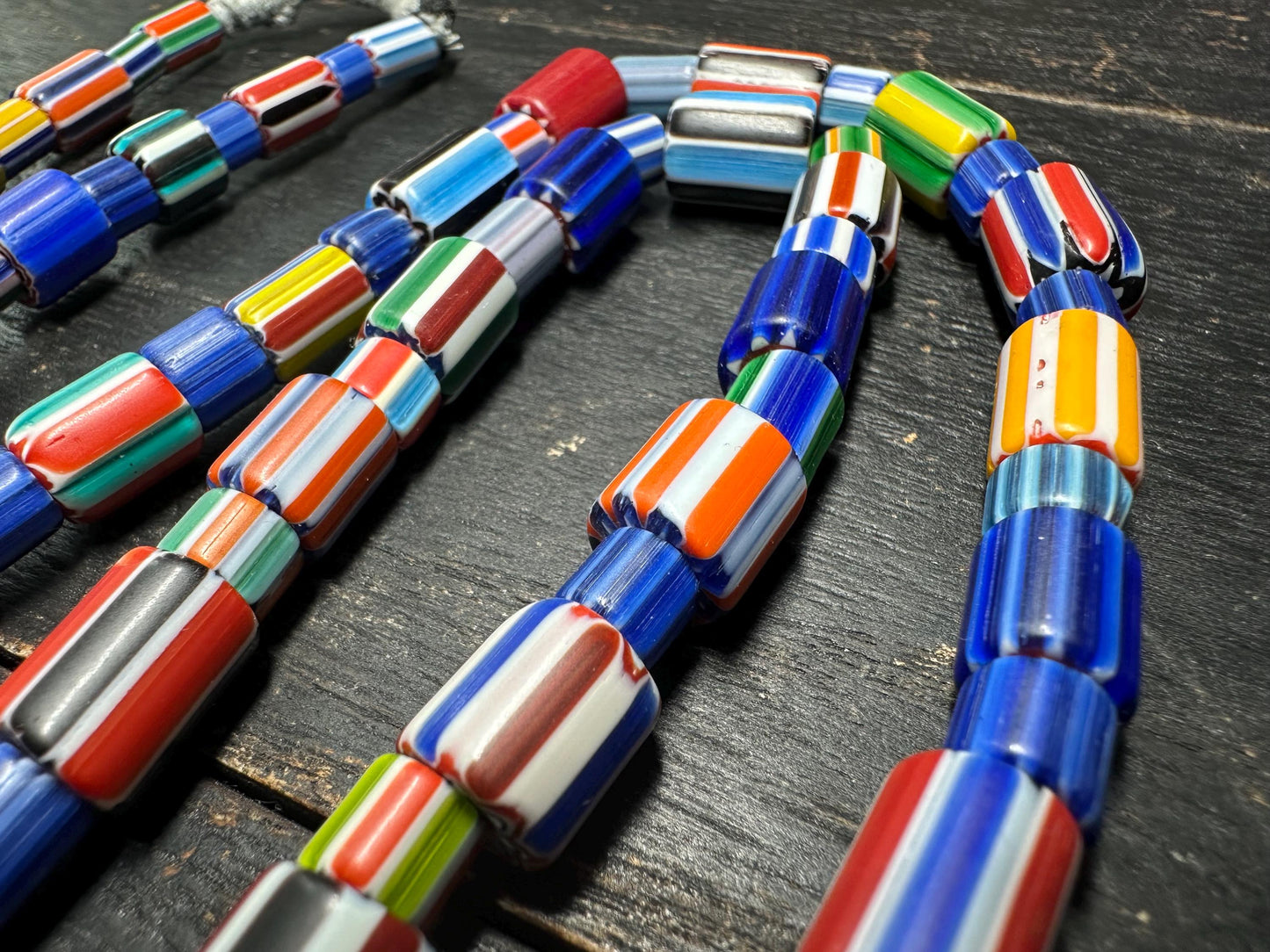 Handmade Nepalese Chevron Beads Strand | Himalayan Tribal Glass Beads | Ethnic Jewelry Making Supplies