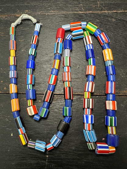 Handmade Nepalese Chevron Beads Strand | Himalayan Tribal Glass Beads | Ethnic Jewelry Making Supplies