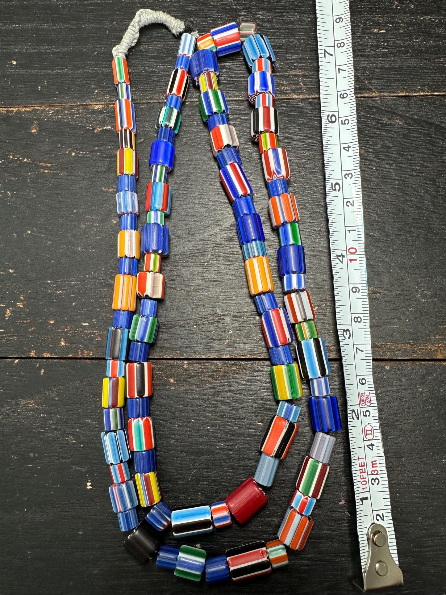 Handmade Nepalese Chevron Beads Strand | Himalayan Tribal Glass Beads | Ethnic Jewelry Making Supplies