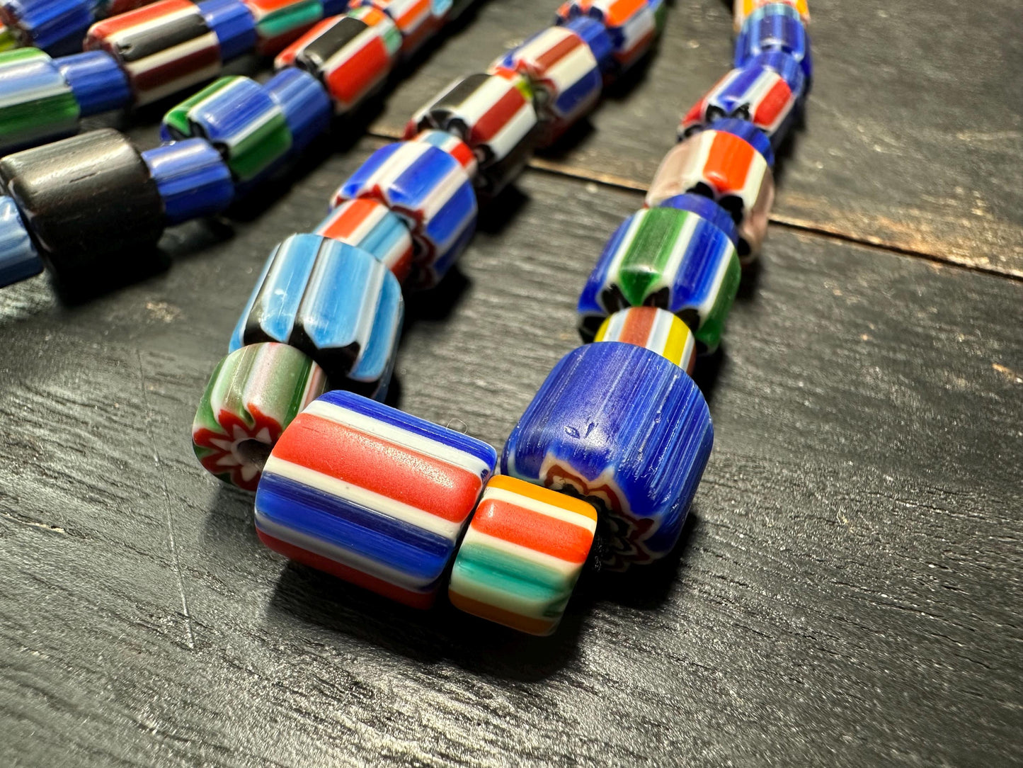 Handmade Nepalese Chevron Beads Strand | Himalayan Tribal Glass Beads | Ethnic Jewelry Making Supplies