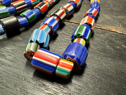 Handmade Nepalese Chevron Beads Strand | Himalayan Tribal Glass Beads | Ethnic Jewelry Making Supplies
