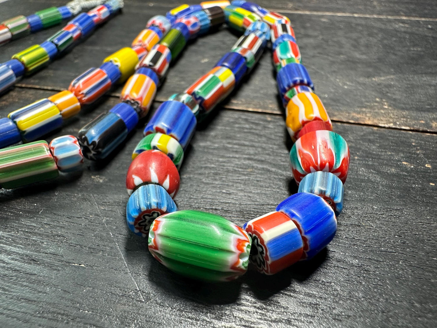 Handmade Nepalese Chevron Beads Strand | Himalayan Tribal Glass Beads | Ethnic Jewelry Making Supplies