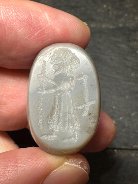 Hand-Carved Agate Intaglio Pendant  Ancient Style Stone Bead  Rounded Back Amulet for Jewelry Making