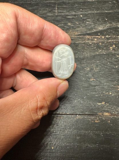 Hand-Carved Agate Intaglio Pendant  Ancient Style Stone Bead  Rounded Back Amulet for Jewelry Making