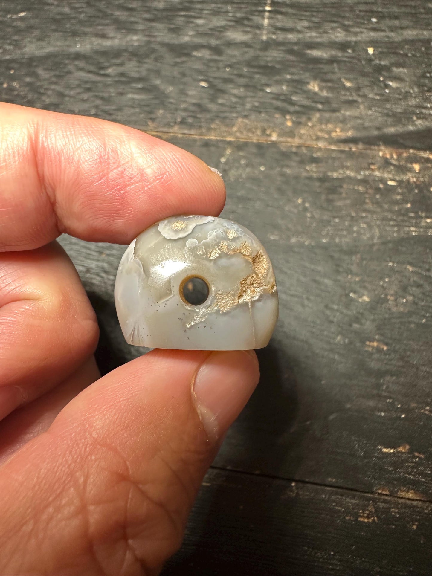 Agate Amulet Pendant  Hand Carved Intaglio Bead  Rounded Back Protection Stone