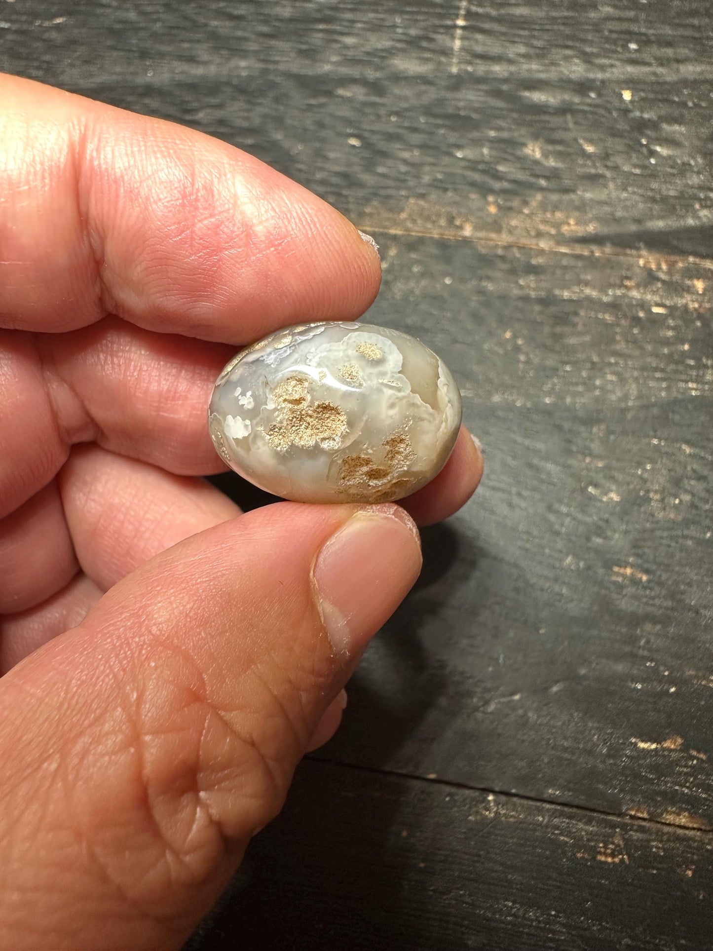 Agate Amulet Pendant  Hand Carved Intaglio Bead  Rounded Back Protection Stone