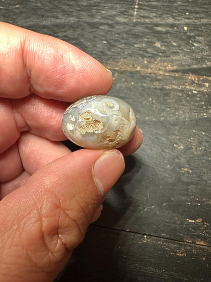 Agate Amulet Pendant  Hand Carved Intaglio Bead  Rounded Back Protection Stone