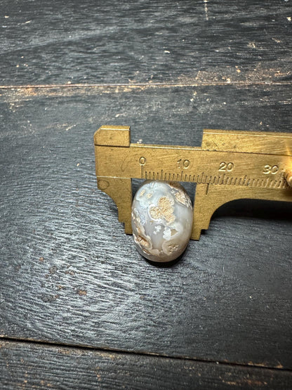 Agate Amulet Pendant  Hand Carved Intaglio Bead  Rounded Back Protection Stone