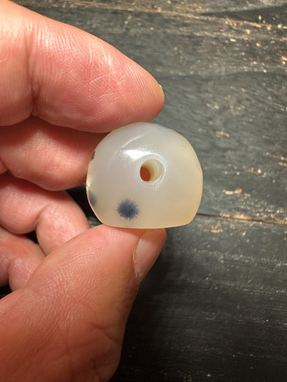 Vintage Style Agate Seal Pendant  Hand-Carved Intaglio Stone Bead  Rounded Amulet with Side Hole