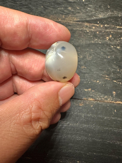 Vintage Style Agate Seal Pendant  Hand-Carved Intaglio Stone Bead  Rounded Amulet with Side Hole