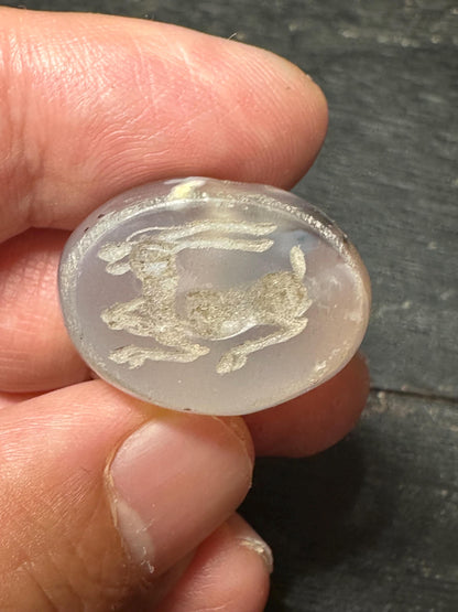 Agate Focal Bead  Artisan Intaglio Pendant  Rounded Back Carved Stone for Necklace Design