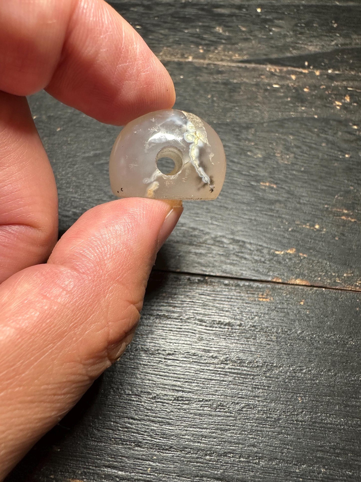 Agate Focal Bead  Artisan Intaglio Pendant  Rounded Back Carved Stone for Necklace Design