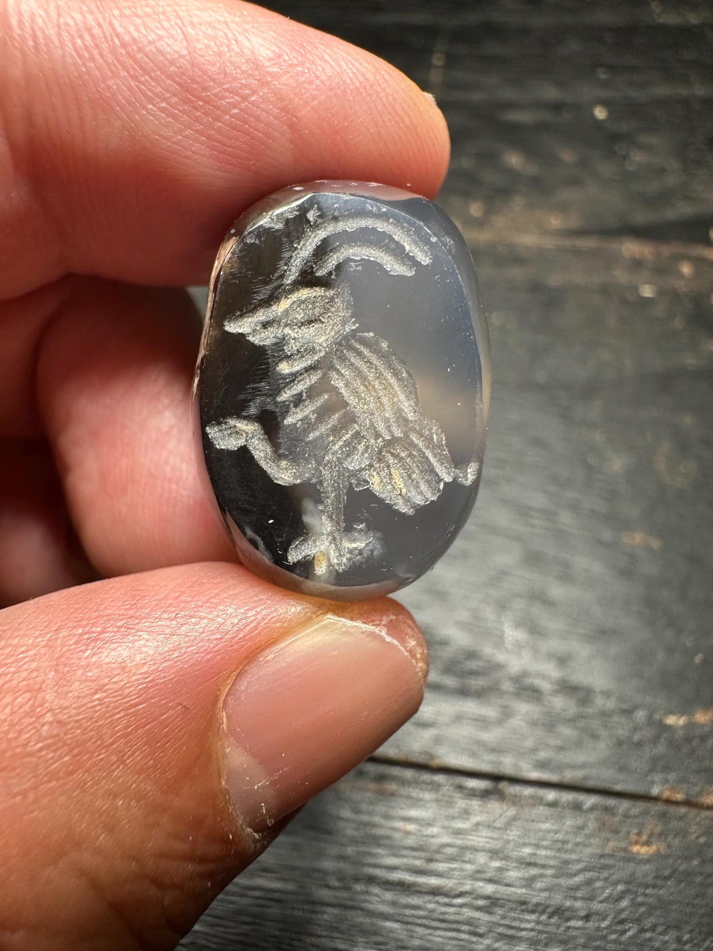 Minimalist Agate Pendant  Hand Carved Rounded Intaglio Bead  Earthy Ancient Style Charm