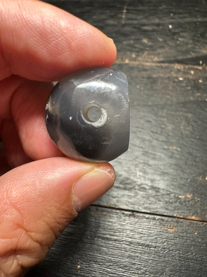 Minimalist Agate Pendant  Hand Carved Rounded Intaglio Bead  Earthy Ancient Style Charm