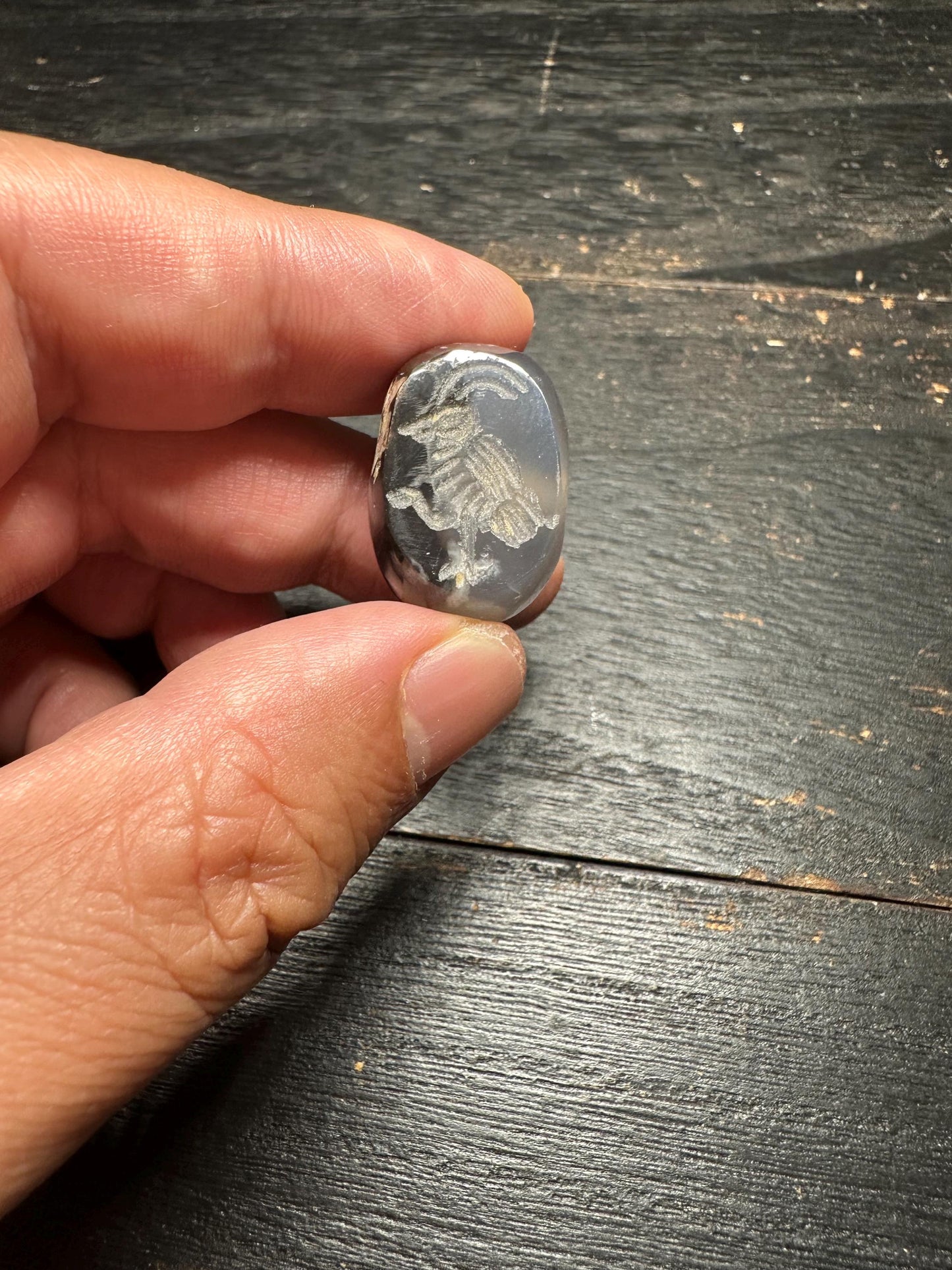 Minimalist Agate Pendant  Hand Carved Rounded Intaglio Bead  Earthy Ancient Style Charm