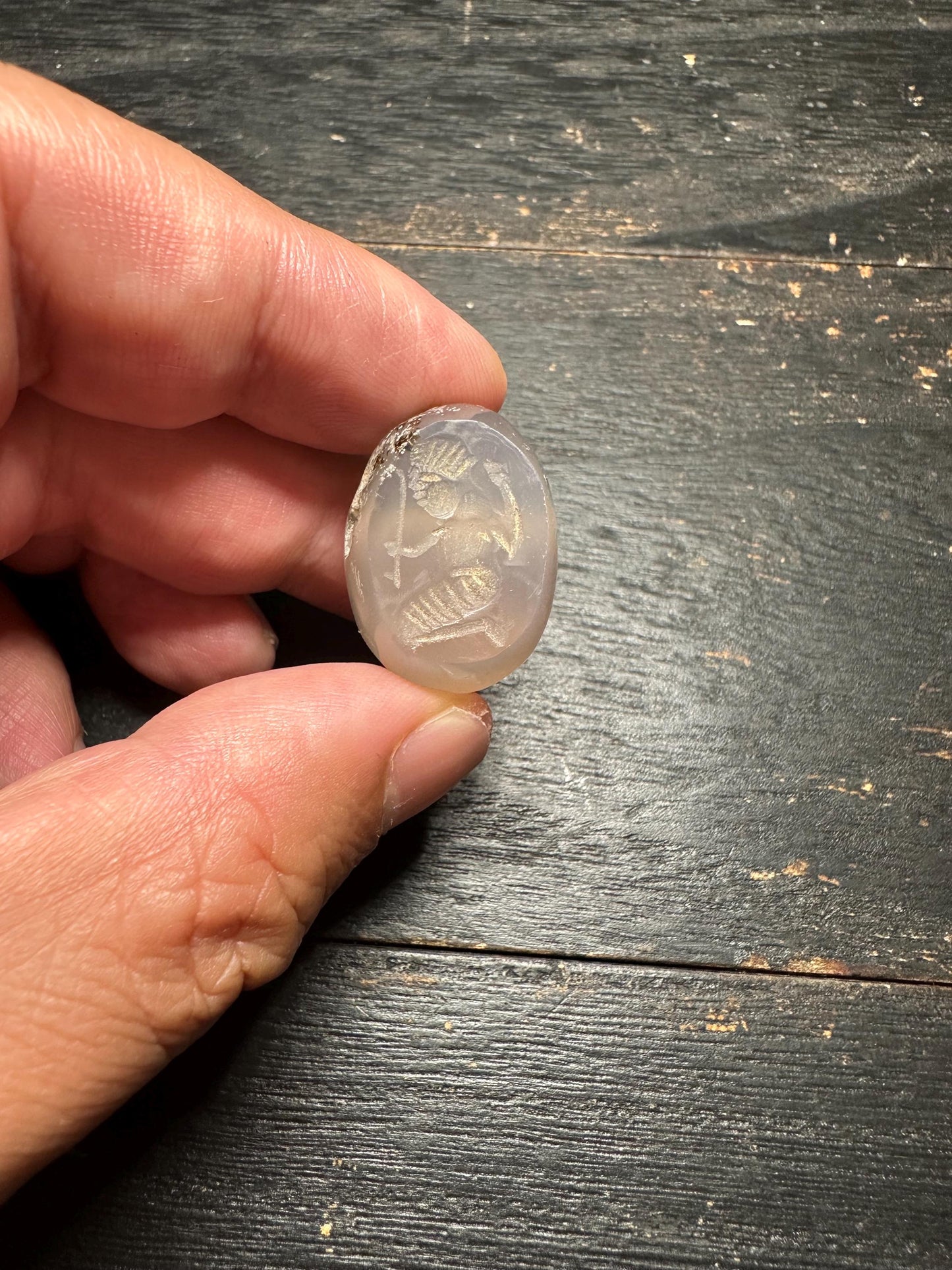 Hand Carved Agate Intaglio Pendant: Ancient Style Jewelry Bead