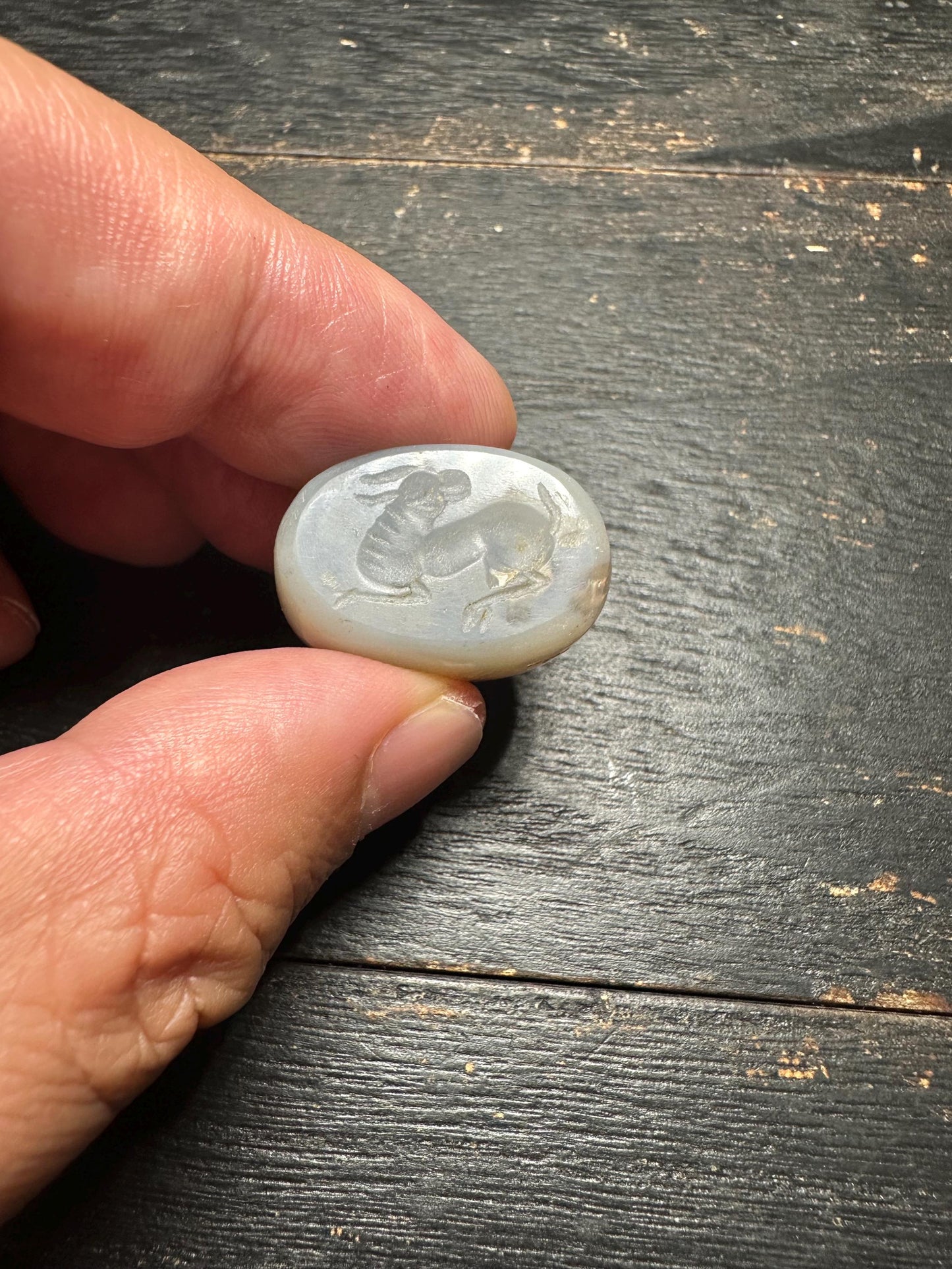 Hand Carved Agate Intaglio Pendant: Ancient Style Jewelry Bead