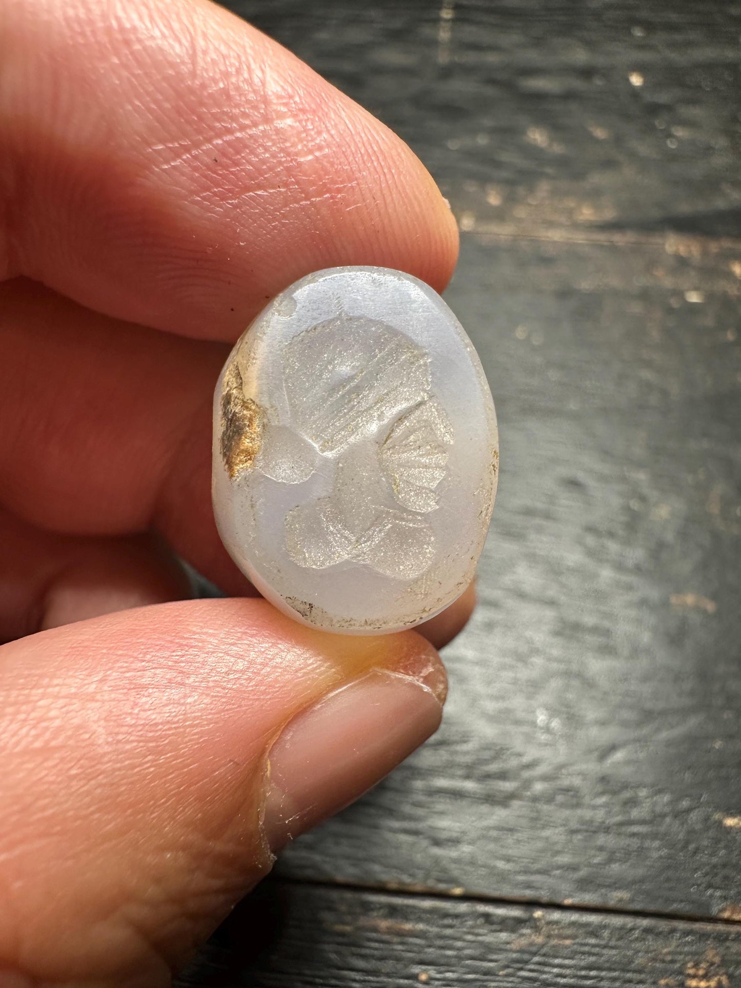 Primitive Style Agate Intaglio Bead  Carved Rounded Pendant  Ancient Tribal Jewelry Supply