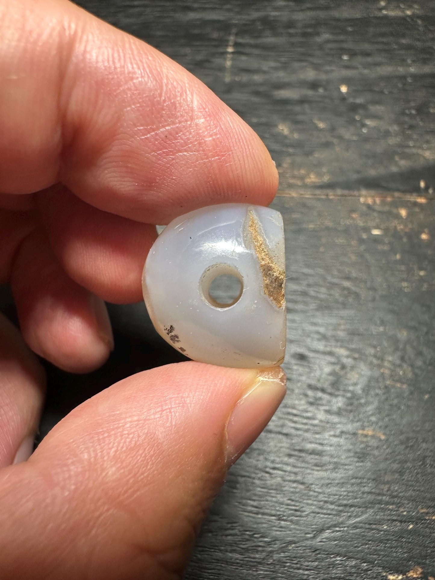 Primitive Style Agate Intaglio Bead  Carved Rounded Pendant  Ancient Tribal Jewelry Supply