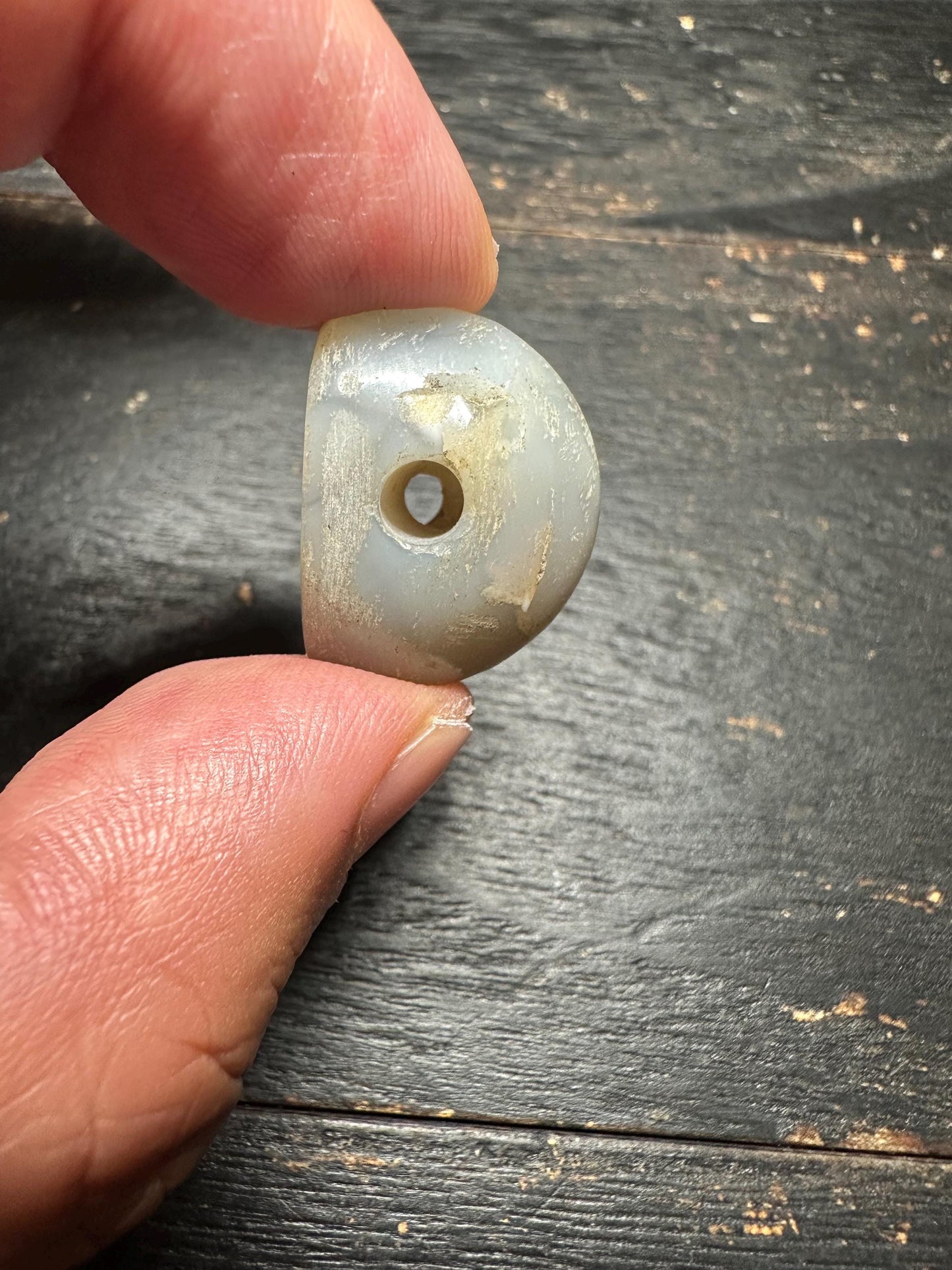 Mystic Agate Seal Pendant  Hand Carved Ancient Intaglio  Rounded Back Amulet Bead