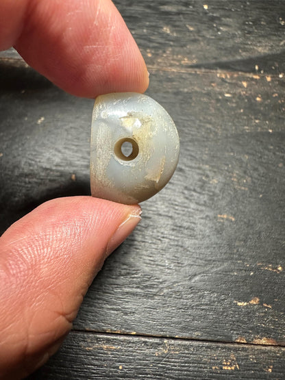 Mystic Agate Seal Pendant  Hand Carved Ancient Intaglio  Rounded Back Amulet Bead