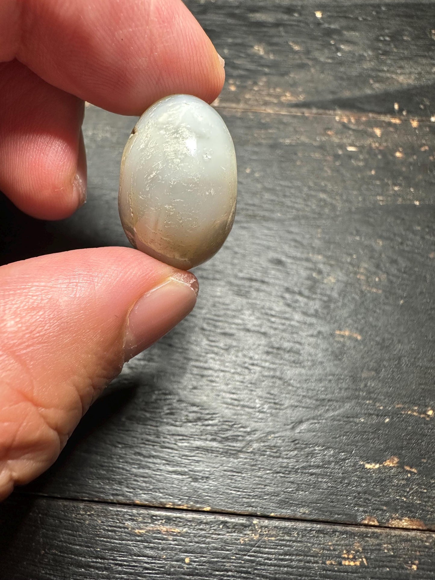 Mystic Agate Seal Pendant  Hand Carved Ancient Intaglio  Rounded Back Amulet Bead