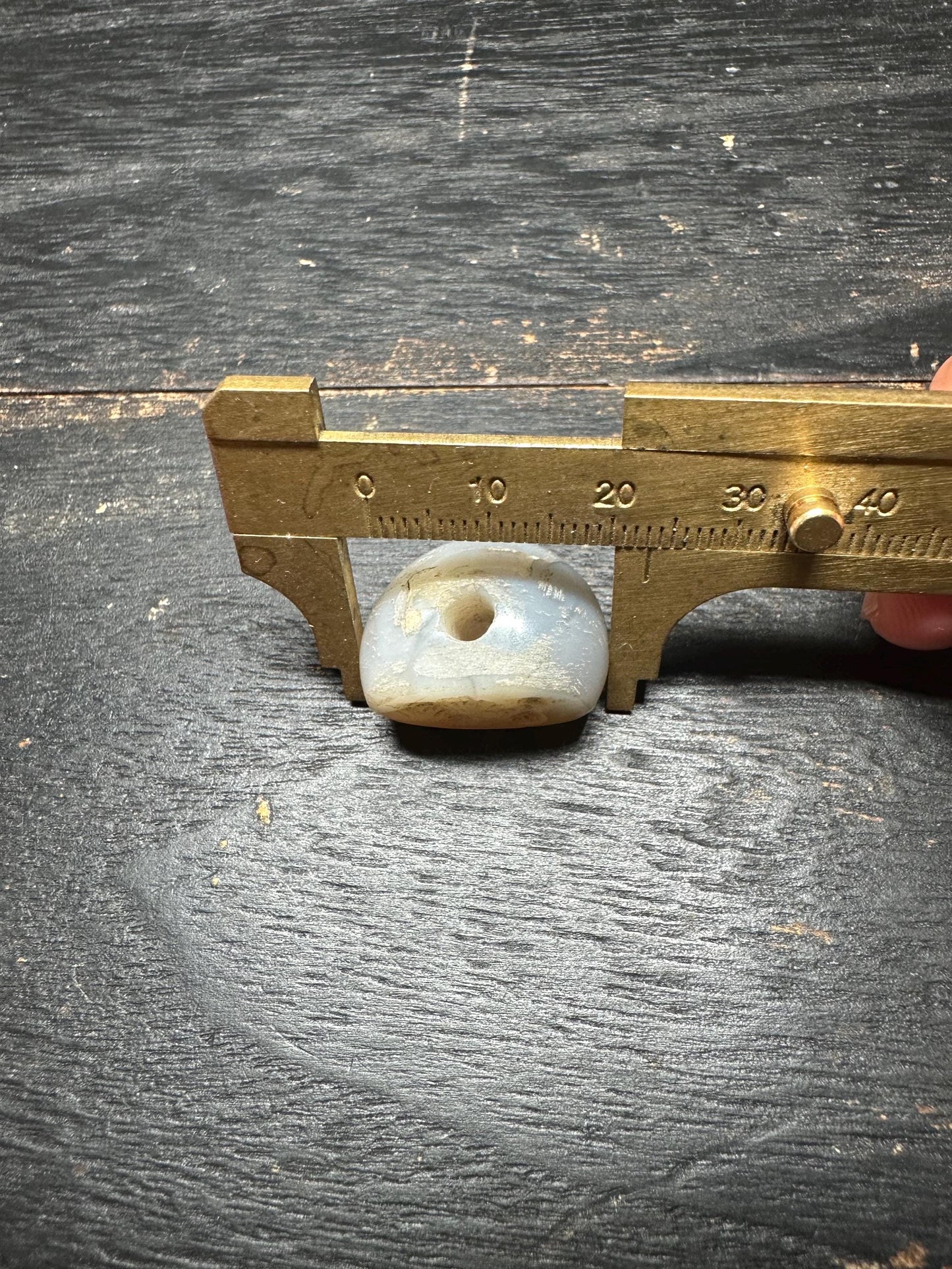 Mystic Agate Seal Pendant  Hand Carved Ancient Intaglio  Rounded Back Amulet Bead