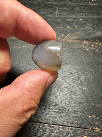 Natural Agate Pendant Bead  Side Drilled Rounded Stone  Hand Carved Intaglio Design