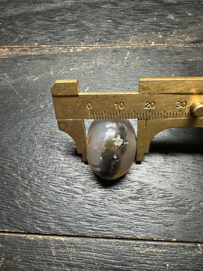 Natural Agate Pendant Bead  Side Drilled Rounded Stone  Hand Carved Intaglio Design