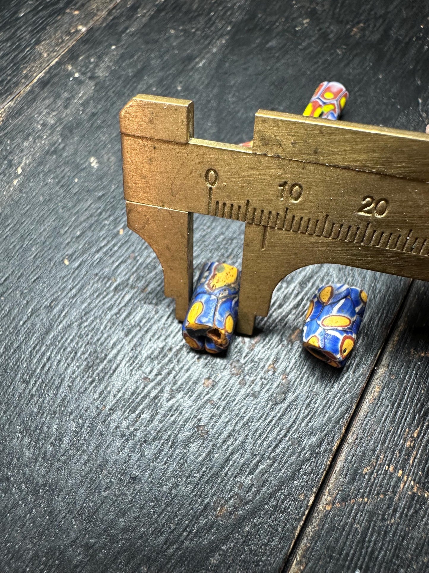 5 Pics Antique Millefiori Glass Beads  Venetian African Trade Beads  Rare Cylinder Beads for Jewelry Making & Crafts