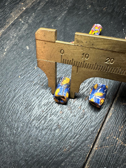 5 Pics Antique Millefiori Glass Beads  Venetian African Trade Beads  Rare Cylinder Beads for Jewelry Making & Crafts