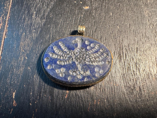 Sassanian Lapis Lazuli Pendant: Hand-Carved Persian Eagle Amulet