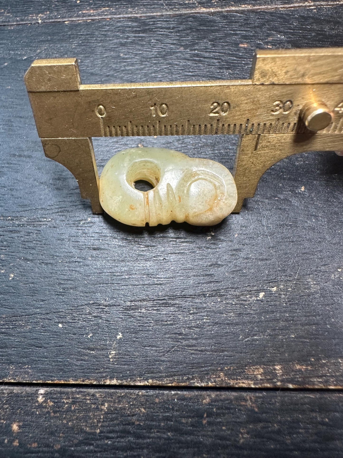 Antique Asia Jade Beads Necklace  Hand-Carved Pendants & Axe Motifs