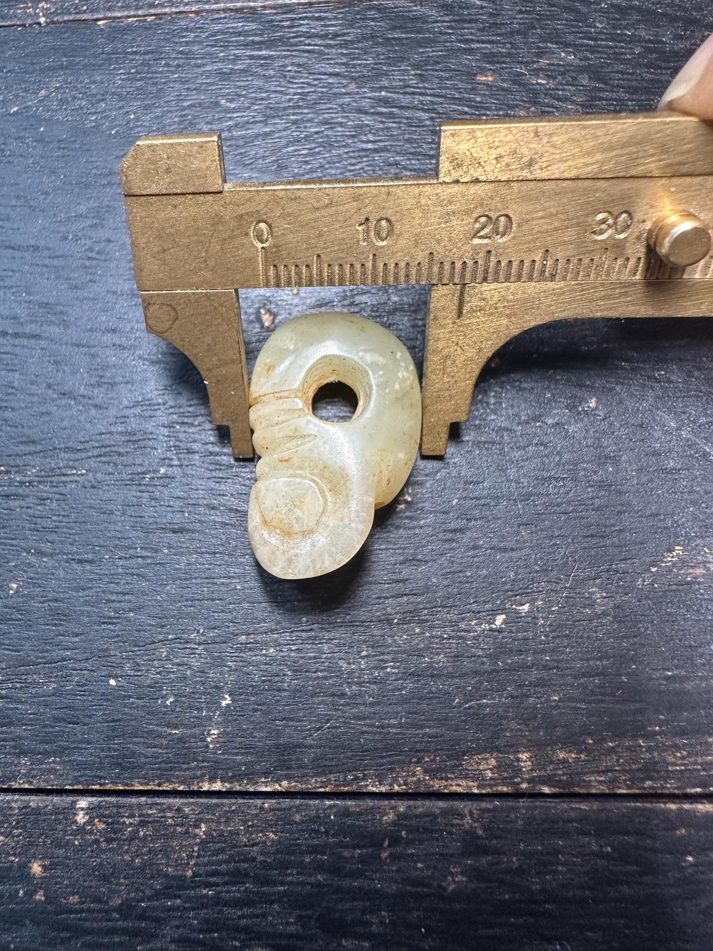 Antique Asia Jade Beads Necklace  Hand-Carved Pendants & Axe Motifs