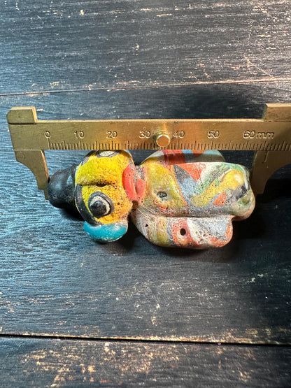 Colorful Mosaic Glass Face Bead  Handcrafted Phoenician Style Pendant, Unique Tribal Jewelry Supply(P2104)